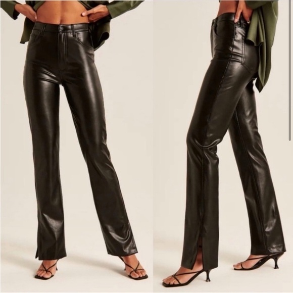 Abercrombie NWT Curve Love Split-Hem
Vegan Leather 90s Straight Pant Size 26 / 2 - Picture 1 of 5